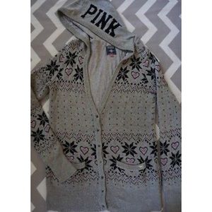 pink victoria secret hooded cardigan
